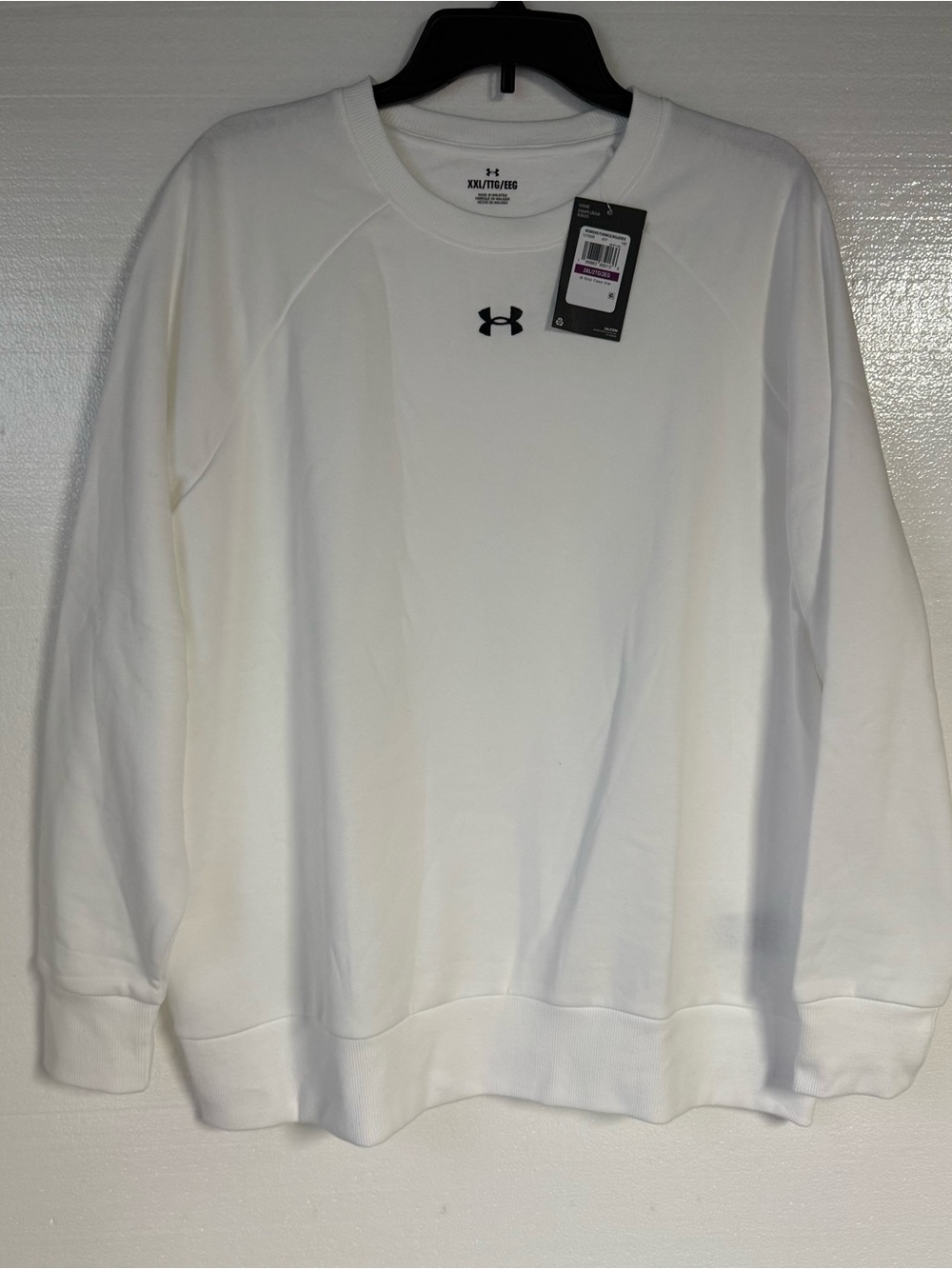 Under Armour Sweatshirt Women 2XL Rival Fleece Crew White Loose Fit Oversized